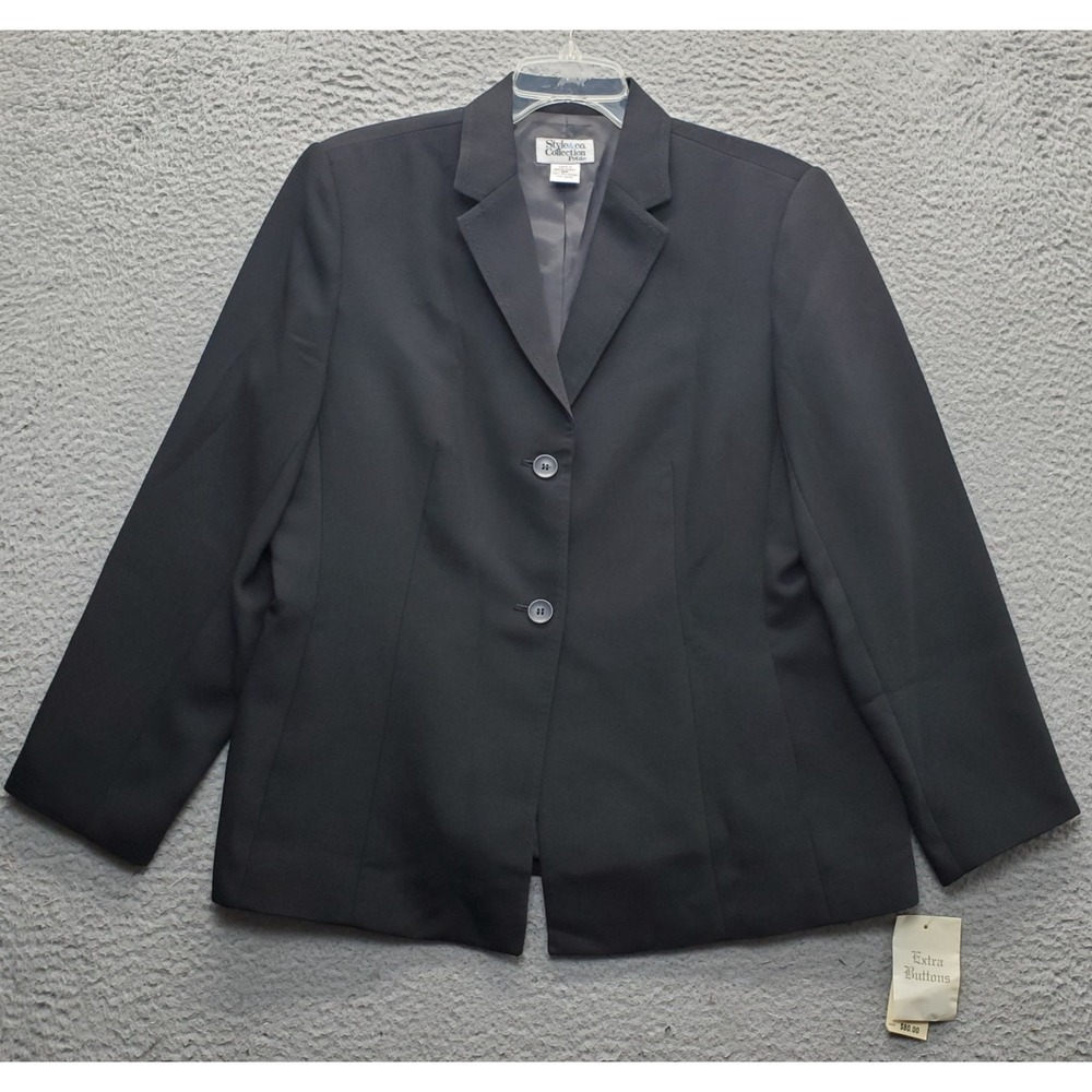 Style&co. Collection Blazer Jacket Womens 16P Black Notch Lapel‎ Single Breasted